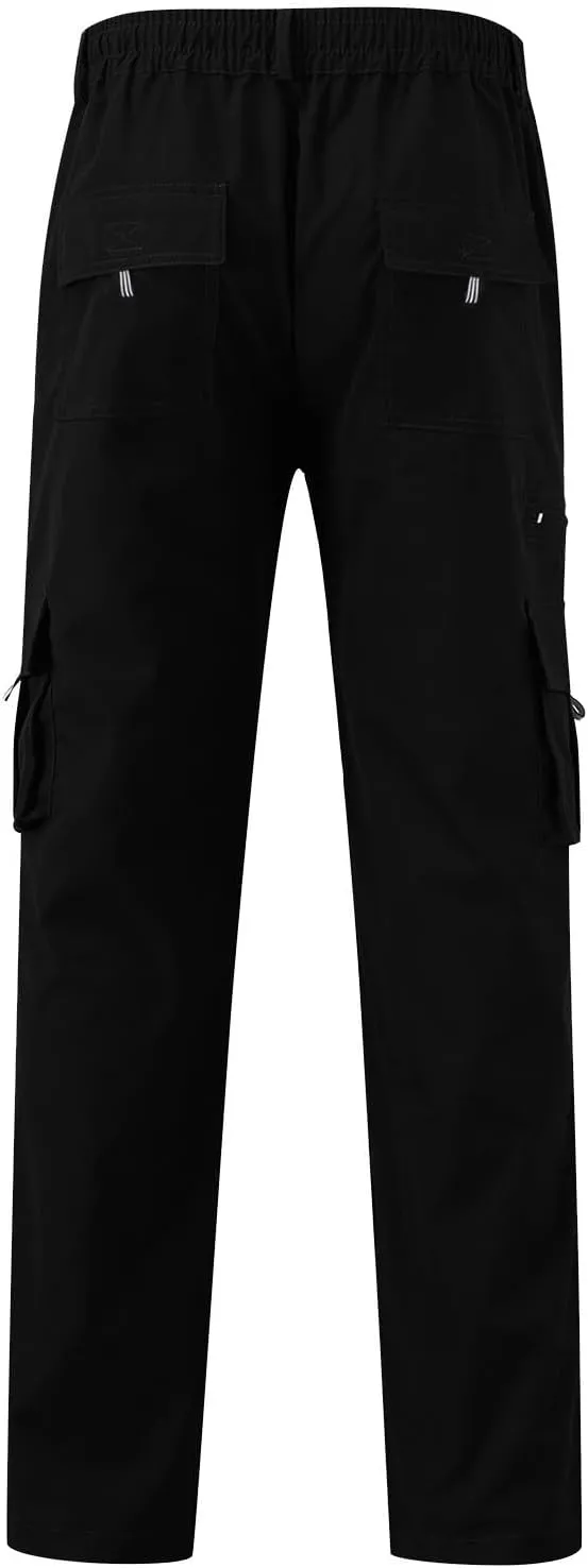 Men's Casual Cargo Sweatpants Multi Pocket Up Solid Color Warm Plush Woven Cargo Hiking Workout Joggers Sweatpants