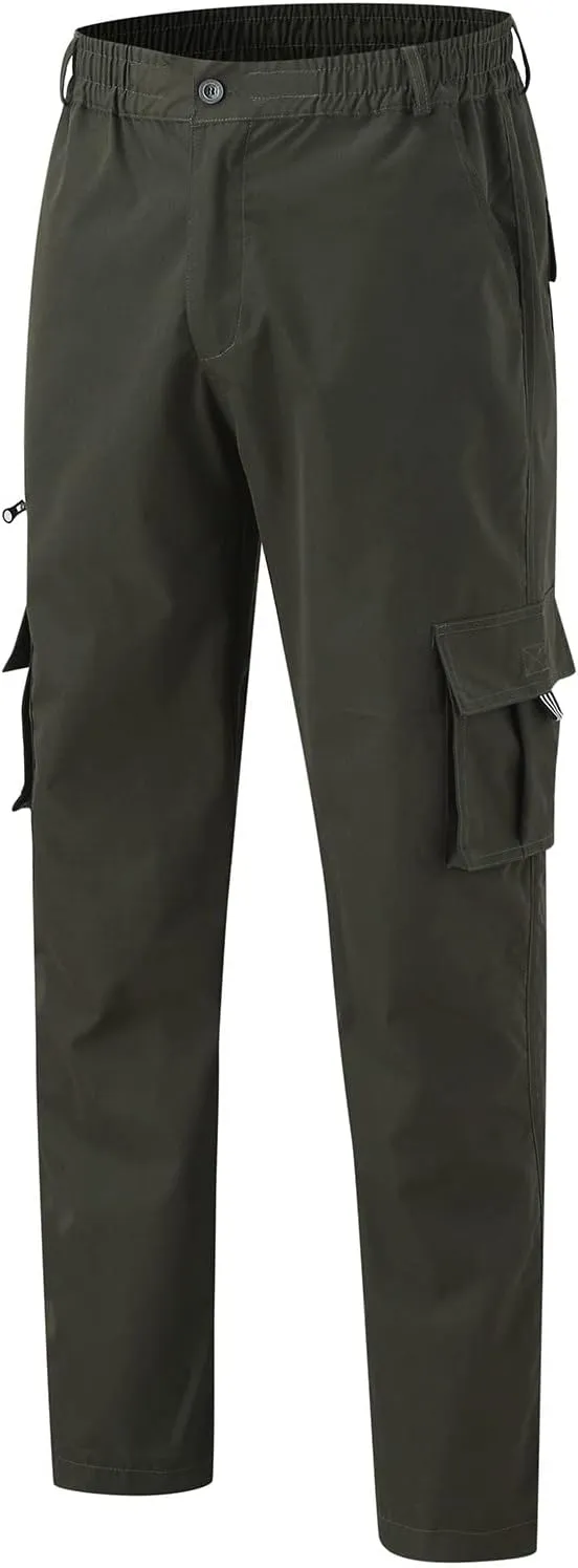 Men's Casual Cargo Sweatpants Multi Pocket Up Solid Color Warm Plush Woven Cargo Hiking Workout Joggers Sweatpants