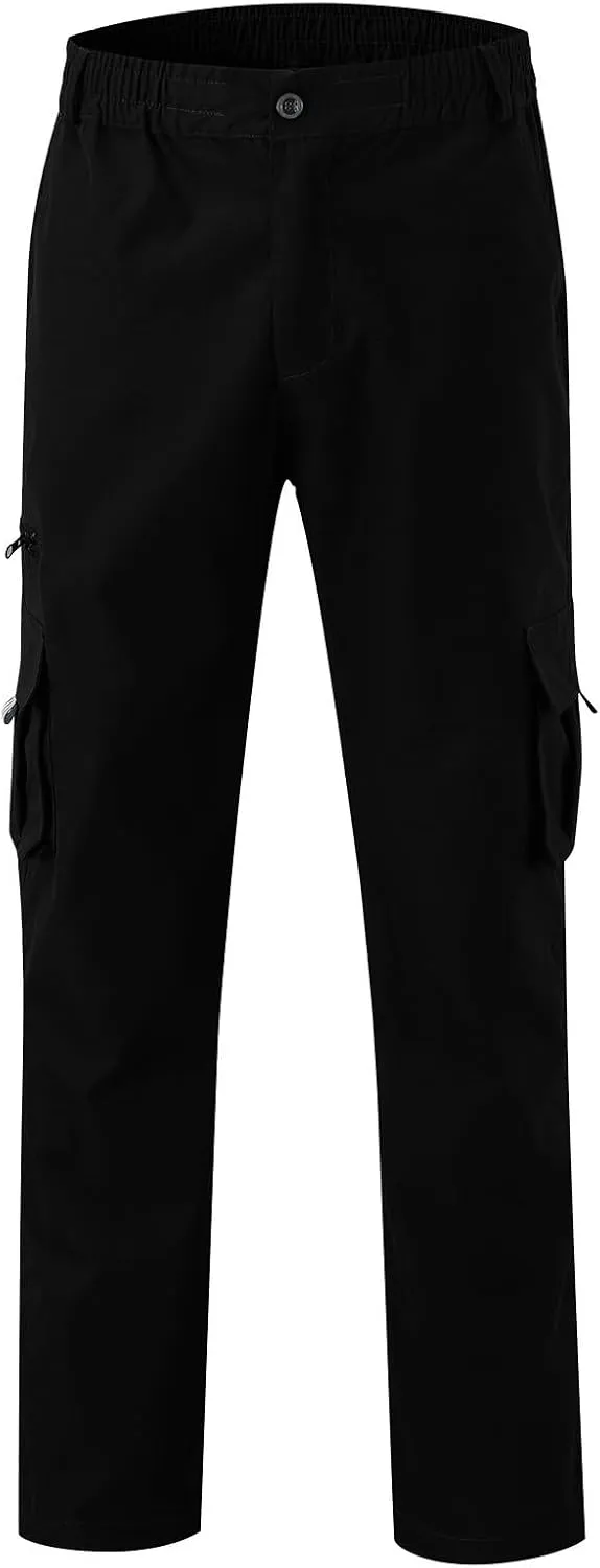 Men's Casual Cargo Sweatpants Multi Pocket Up Solid Color Warm Plush Woven Cargo Hiking Workout Joggers Sweatpants