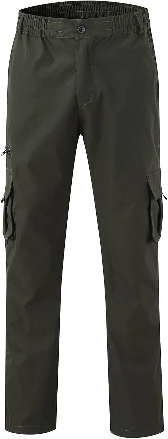 Men's Casual Cargo Sweatpants Multi Pocket Up Solid Color Warm Plush Woven Cargo Hiking Workout Joggers Sweatpants