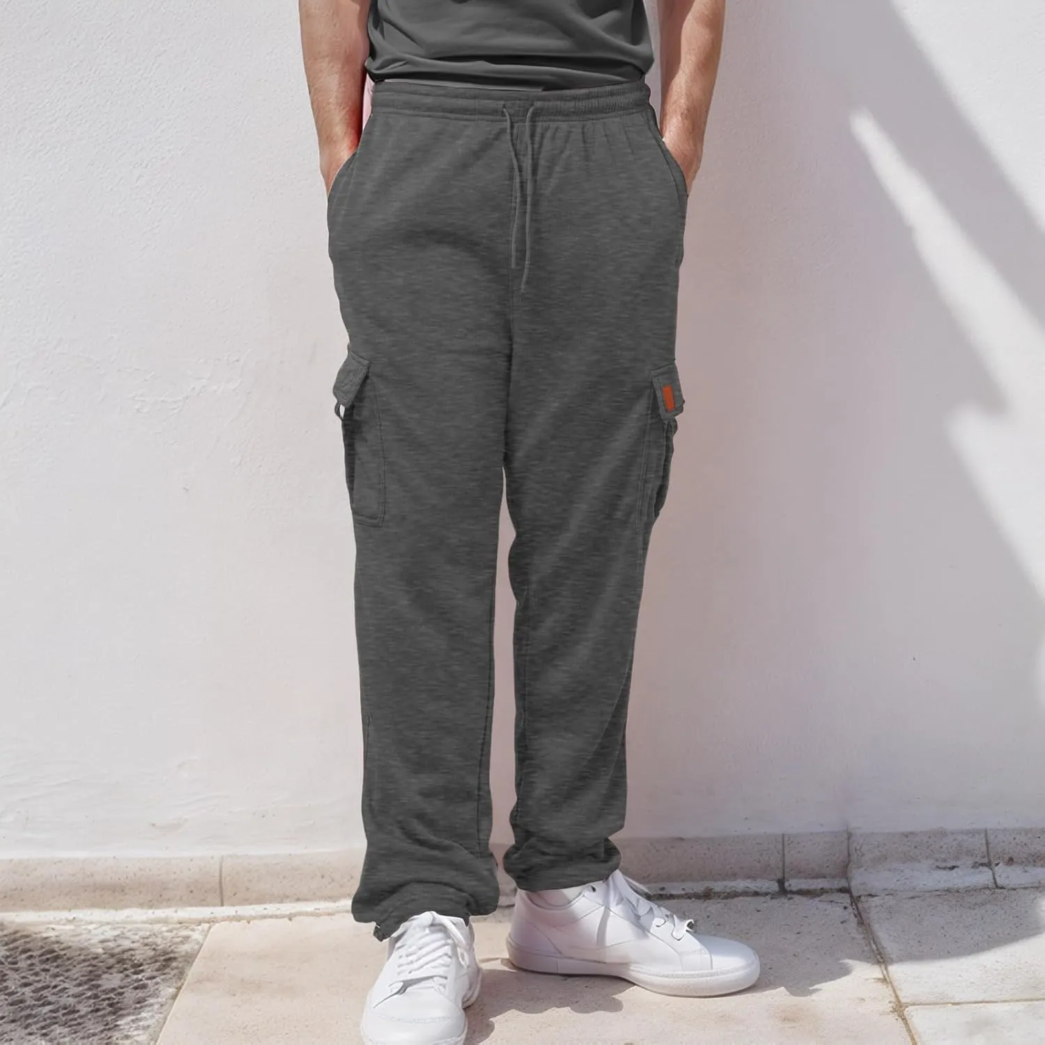 Men's Casual Drawstring Elastic Waist Flap Pocket Letter Graphic Street Jogger Cargo Pants