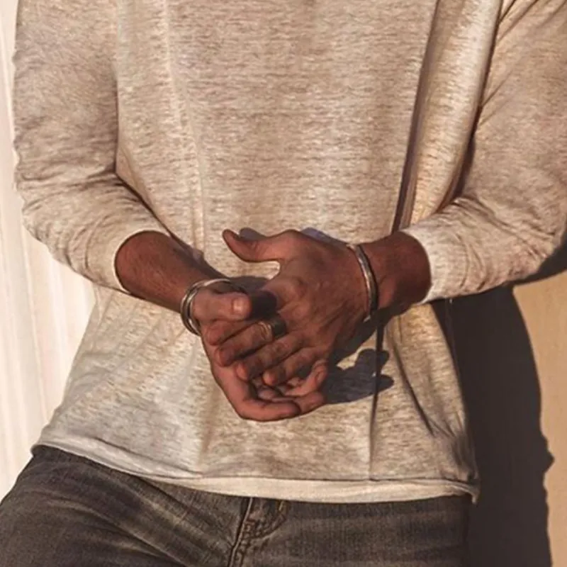 Men's Classic Casual Slim Fit V-Neck Bamboo Cotton Long Sleeve T-Shirt 03940973K