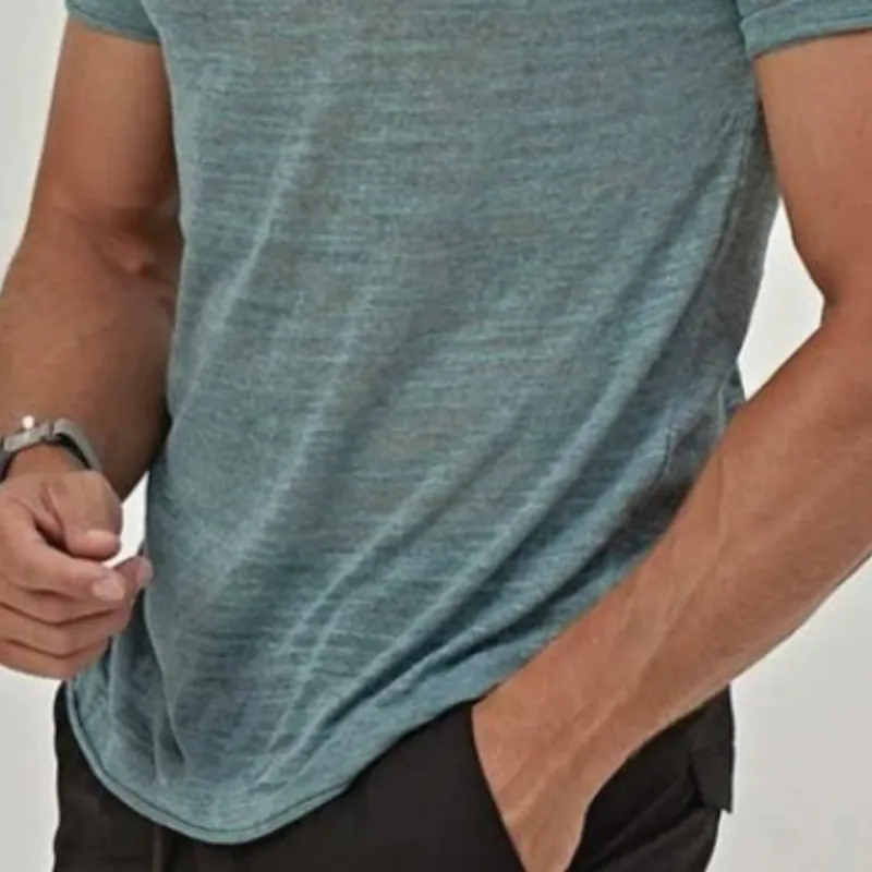 Men's Classic Casual V-Neck Slim Fit Bamboo Cotton Short Sleeve T-Shirt 65750604K