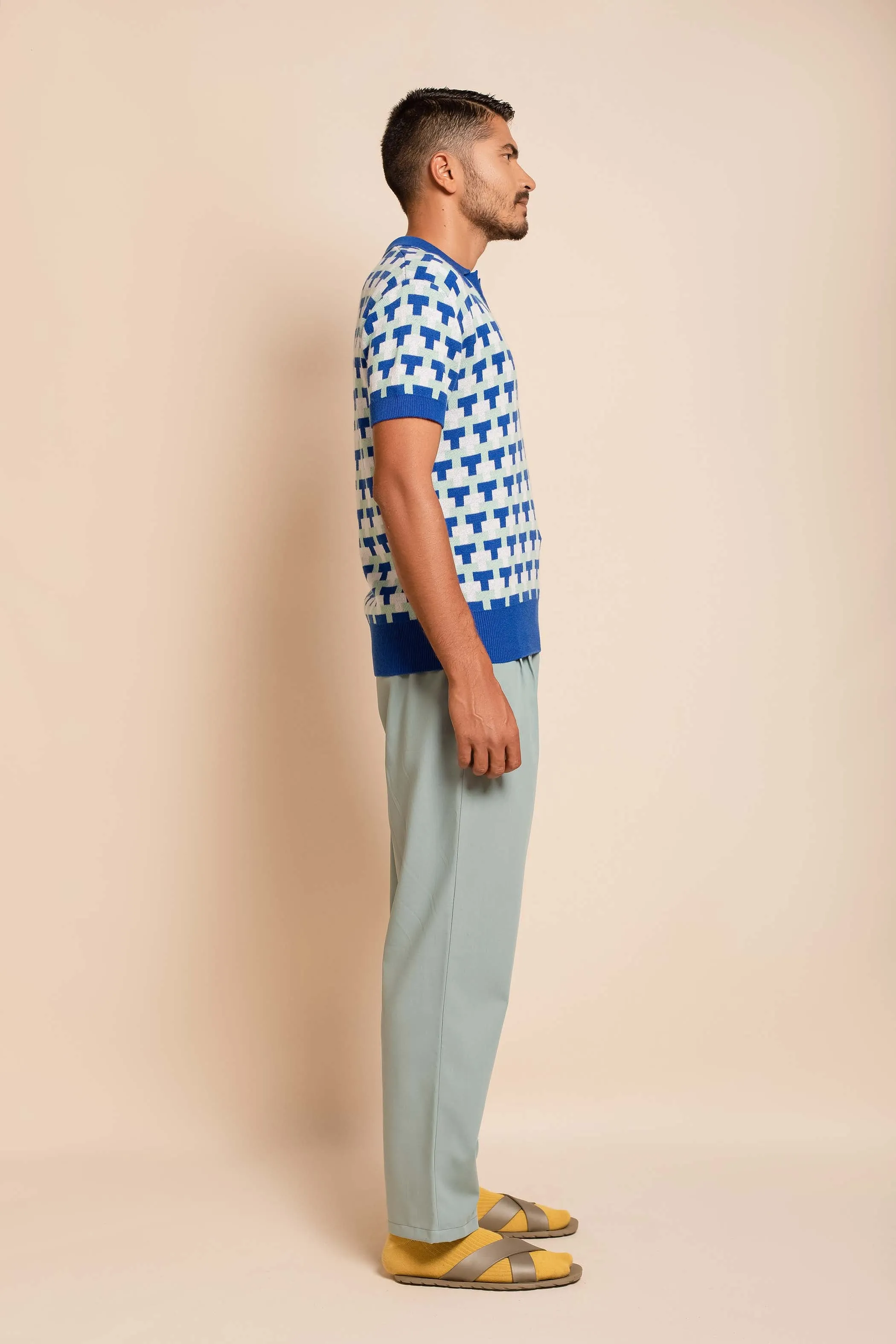 Men's Cotton Cashmere Intarsia Polo