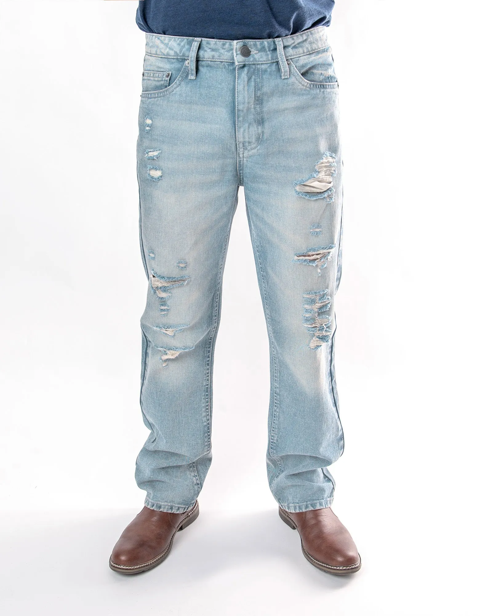 MEN'S FALLS RIPPED STRAIGHT FIT JEANS