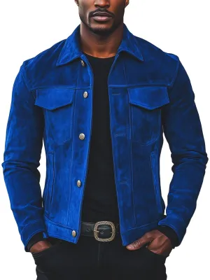 Men's Fashion Multi-Pocket Lapel Suede Jacket