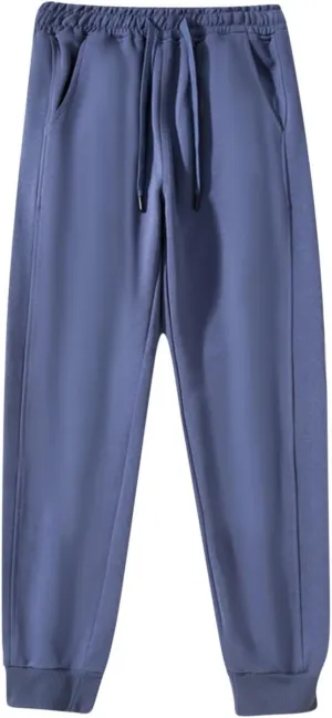 Mens Fleece Lined Sweatpants Baggy Cotton Jogger Trouser Casual Drawstring Elastic Waist Tapered Outdoor Workout Pant