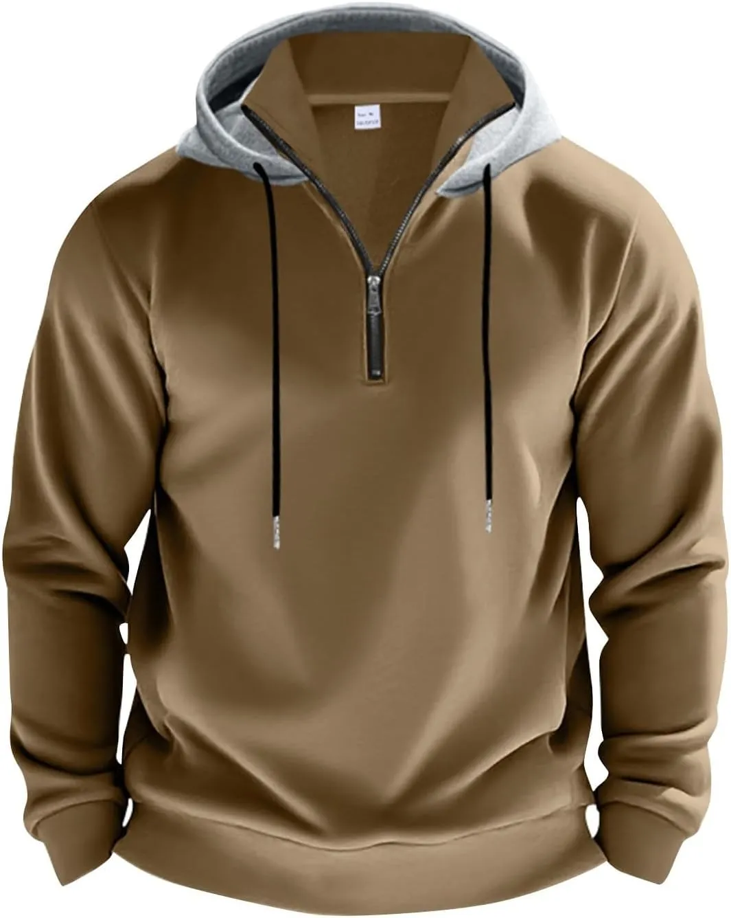 Mens Half Zip Hoodie For Casual Fleece Lightweight Regular Long Sleeve Sherpa Lined Winter Warm Pullover Sweatshirts