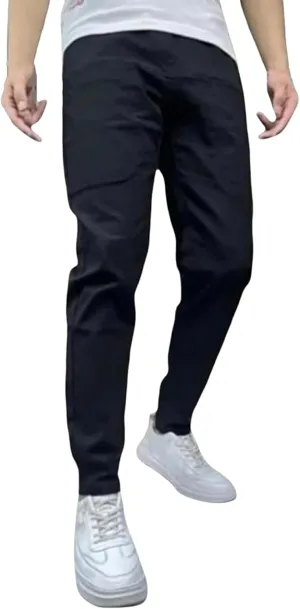 Men's High Stretch Multi-Pocket Skinny Cargo Pants Elastic Waist Plus Size Pant Comfortable Multi-Pocket Sweatpants