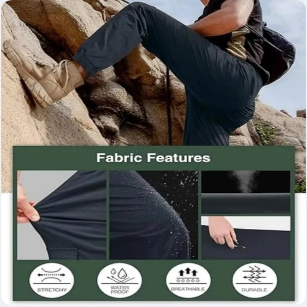 Men's High Stretch Multi-Pocket Skinny Cargo Pants Elastic Waist Plus Size Pant Comfortable Multi-Pocket Sweatpants