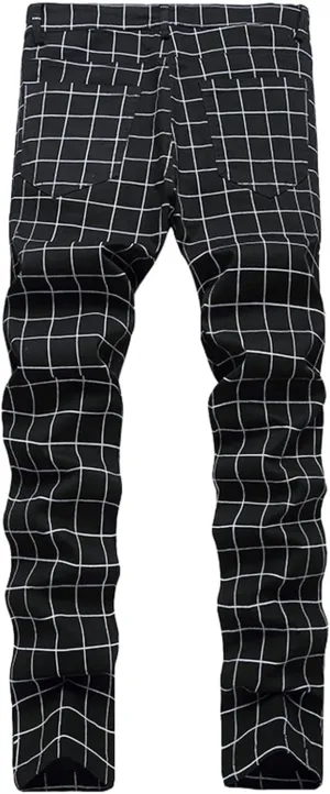 Mens Jeans Straight Leg Jeans Soft Denim Jeans Vintage Relaxed Fit Skateboard Jeans Printed Patchwork Baggy Pants
