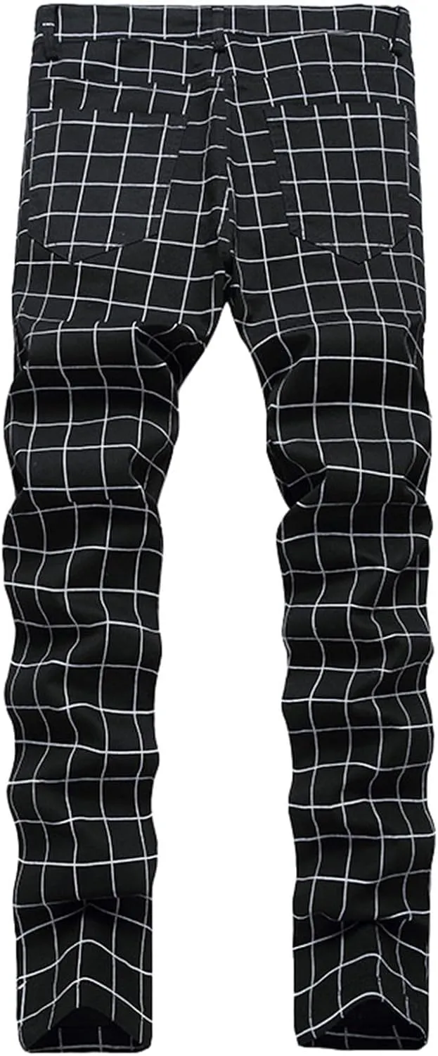 Mens Jeans Straight Leg Jeans Soft Denim Jeans Vintage Relaxed Fit Skateboard Jeans Printed Patchwork Baggy Pants