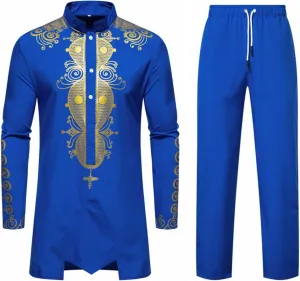 Men's Kaftan Robe Muslim Wrinkle Two Suit Cardigan and Pants Set Men Islamic Caftan Robe Kaftan Ramadan Jubbah 2024