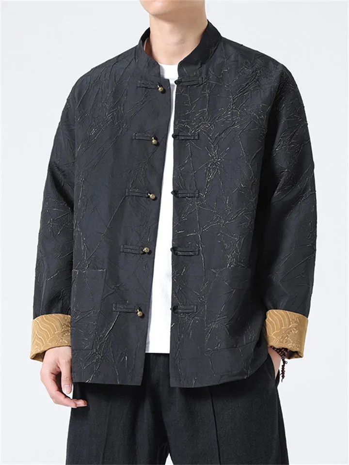 Men's Kungfu Tang Suit Stand Collar Patch Pocket Jacket