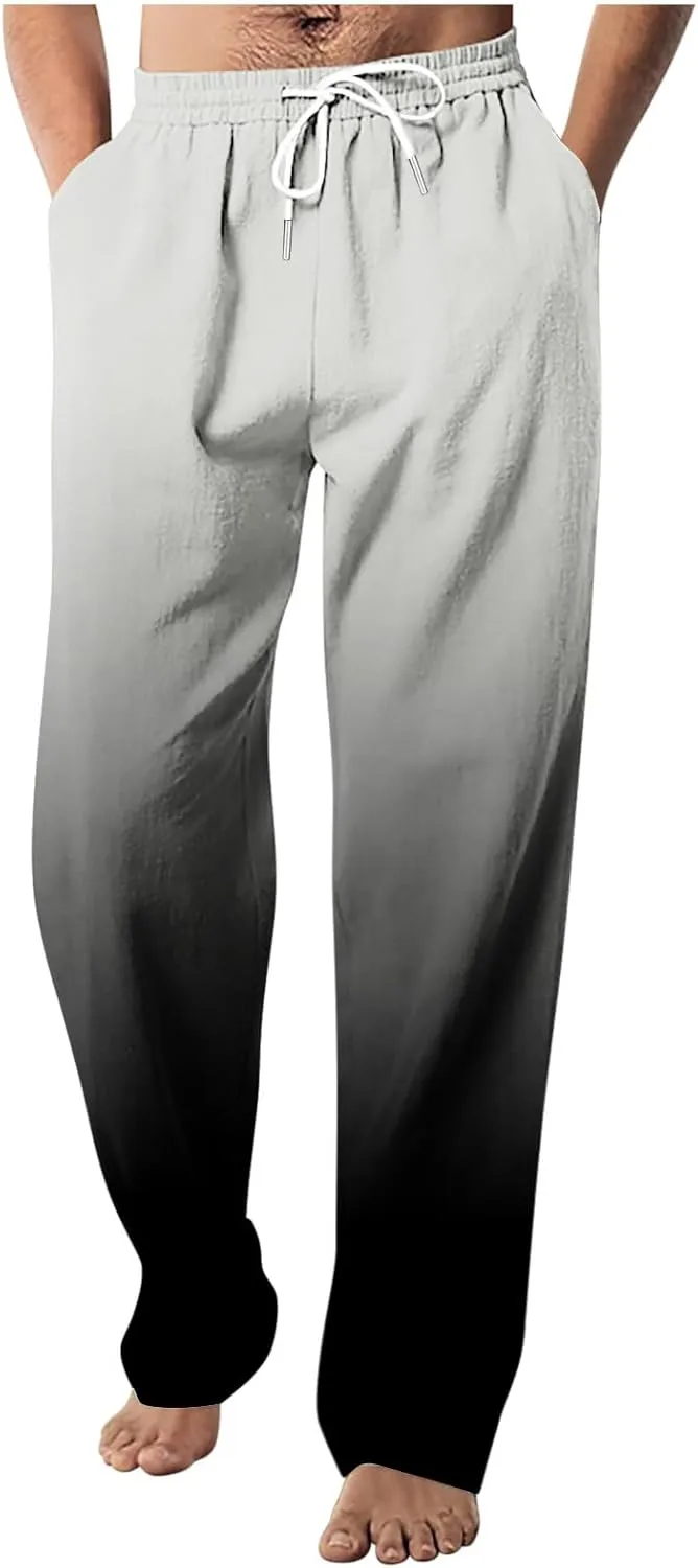 Men's Loose-fit Sweatpants Stylish Ombre Joggers Lounge Pants with Pockets for Basketball Workout Jogging Yoga