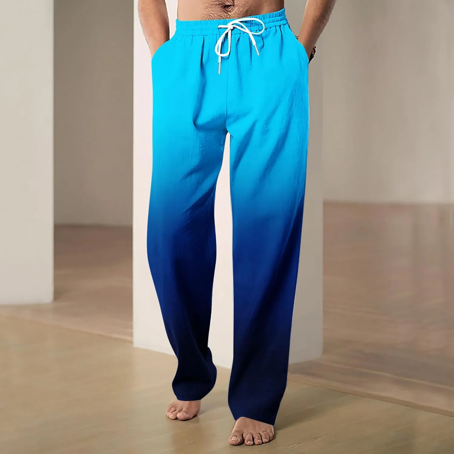 Men's Loose-fit Sweatpants Stylish Ombre Joggers Lounge Pants with Pockets for Basketball Workout Jogging Yoga
