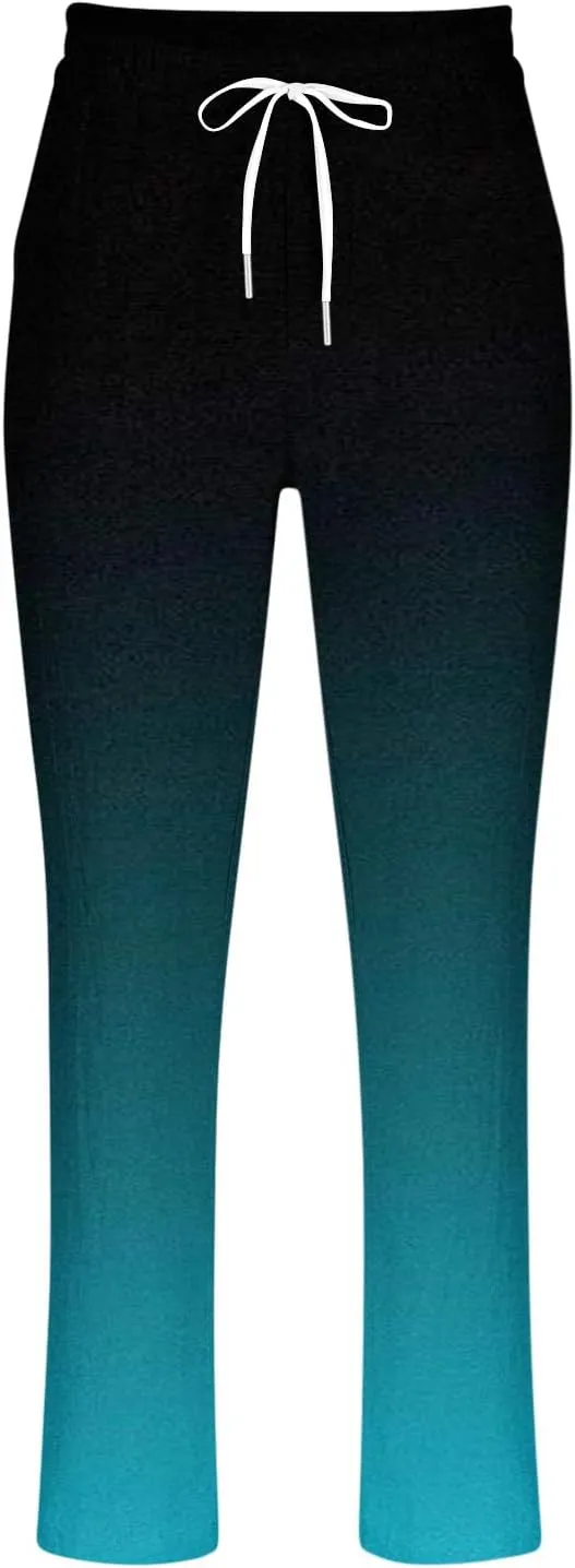 Men's Loose-fit Sweatpants Stylish Ombre Joggers Lounge Pants with Pockets for Basketball Workout Jogging Yoga