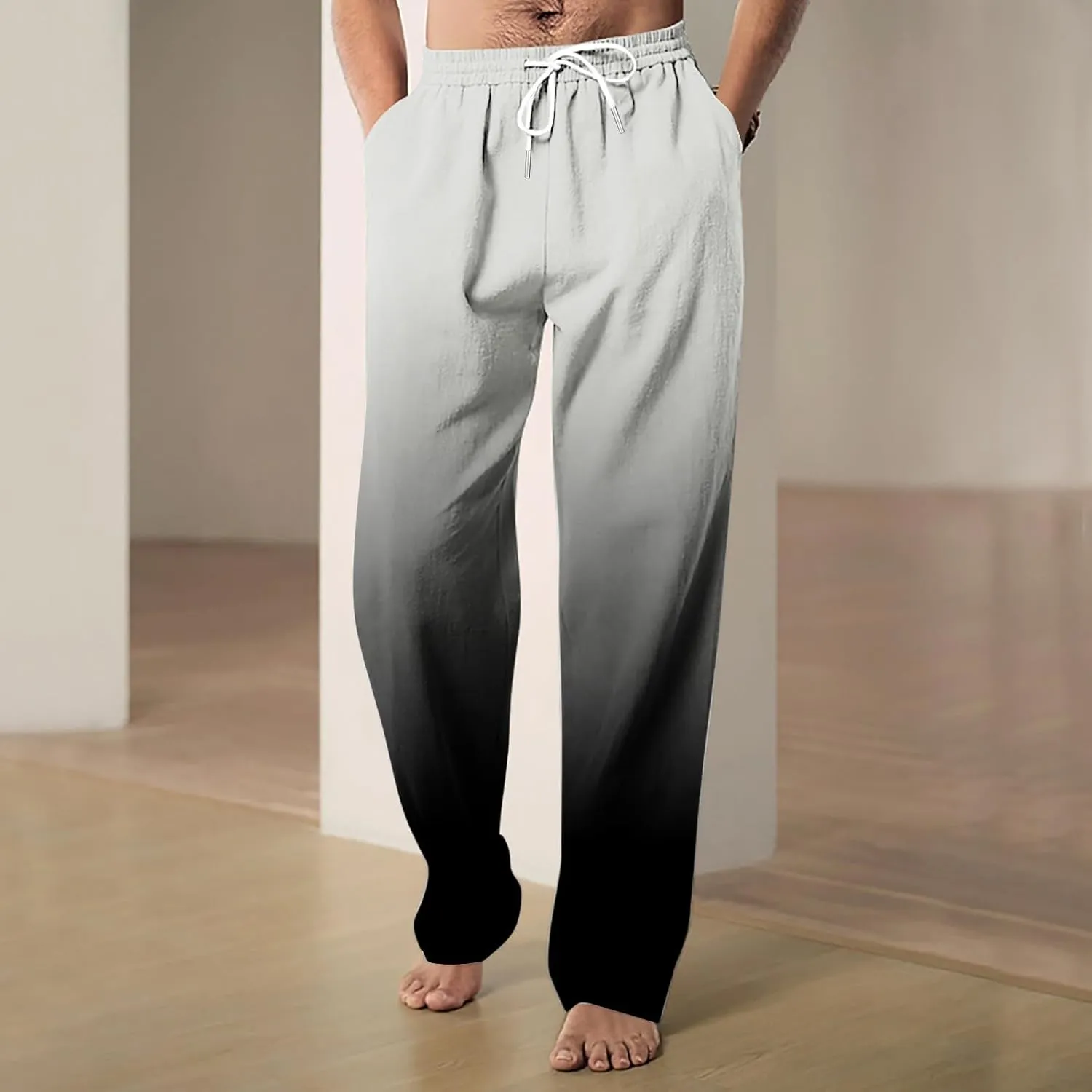 Men's Loose-fit Sweatpants Stylish Ombre Joggers Lounge Pants with Pockets for Basketball Workout Jogging Yoga