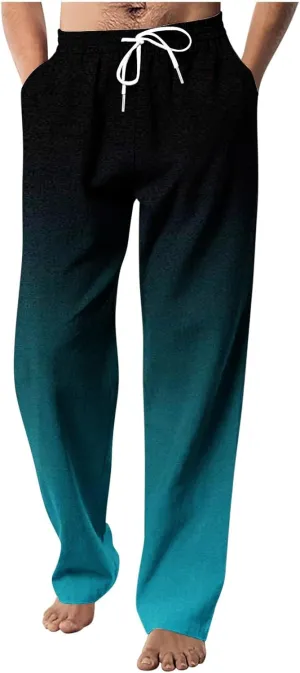 Men's Loose-fit Sweatpants Stylish Ombre Joggers Lounge Pants with Pockets for Basketball Workout Jogging Yoga