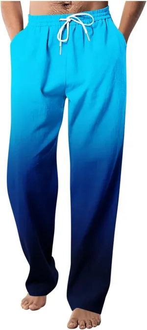 Men's Loose-fit Sweatpants Stylish Ombre Joggers Lounge Pants with Pockets for Basketball Workout Jogging Yoga