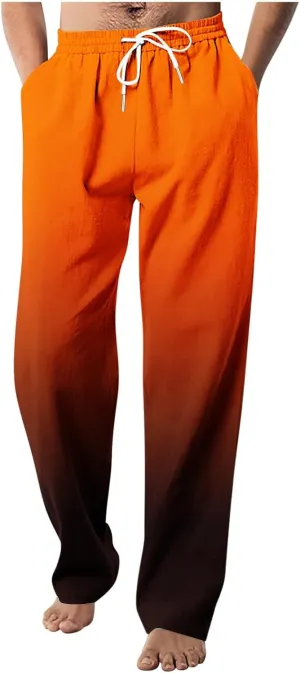 Men's Loose-fit Sweatpants Stylish Ombre Joggers Lounge Pants with Pockets for Basketball Workout Jogging Yoga