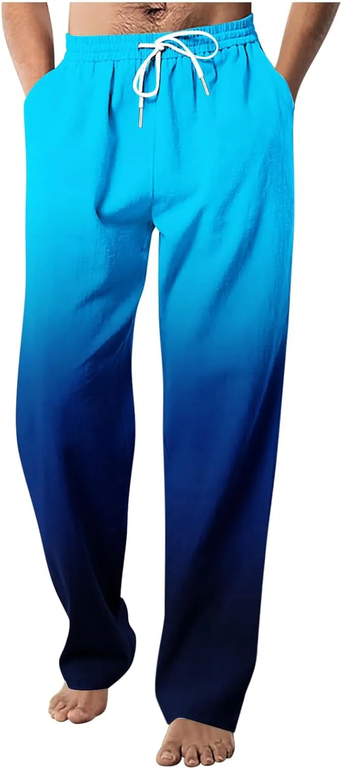 Men's Loose-fit Sweatpants Stylish Ombre Joggers Lounge Pants with Pockets for Basketball Workout Jogging Yoga