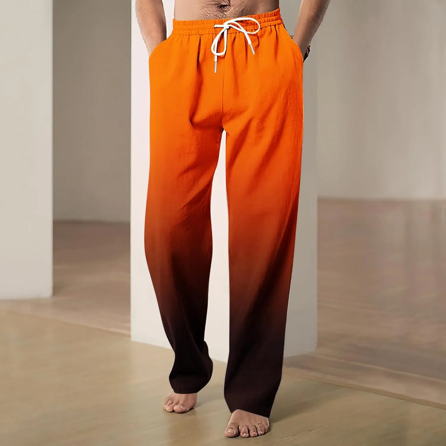 Men's Loose-fit Sweatpants Stylish Ombre Joggers Lounge Pants with Pockets for Basketball Workout Jogging Yoga
