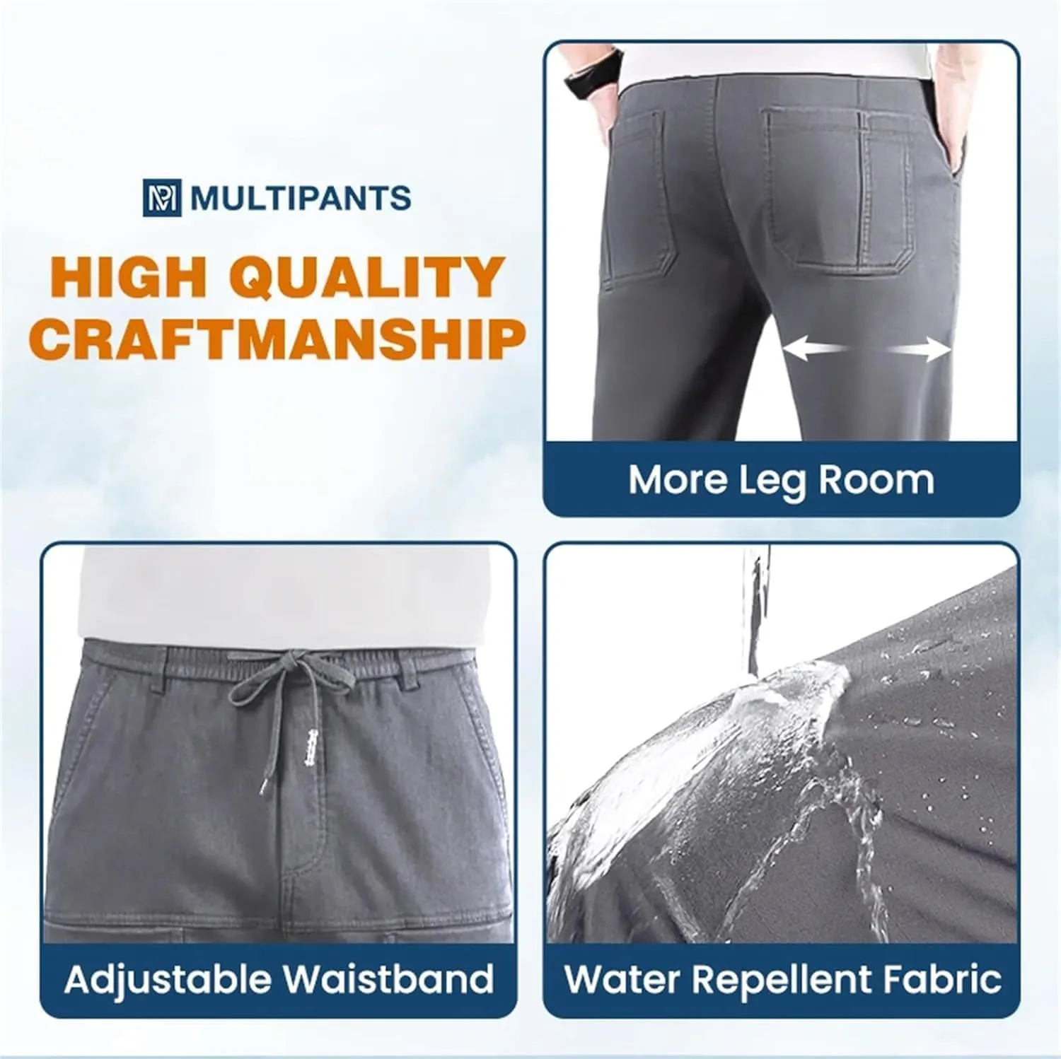 Men's Multipants - High Stretch Multi-Pocket Durable Cargo Pants