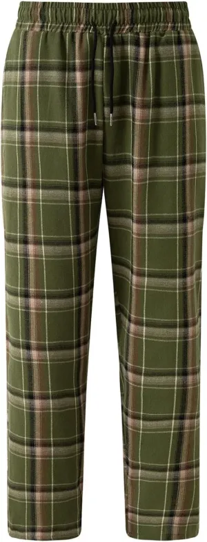 Mens Plaid Sweatpants Elastic Waist Casual Lounge Bottom Soft Comfy Long Pants Sportswear with Pocket and Drawstring