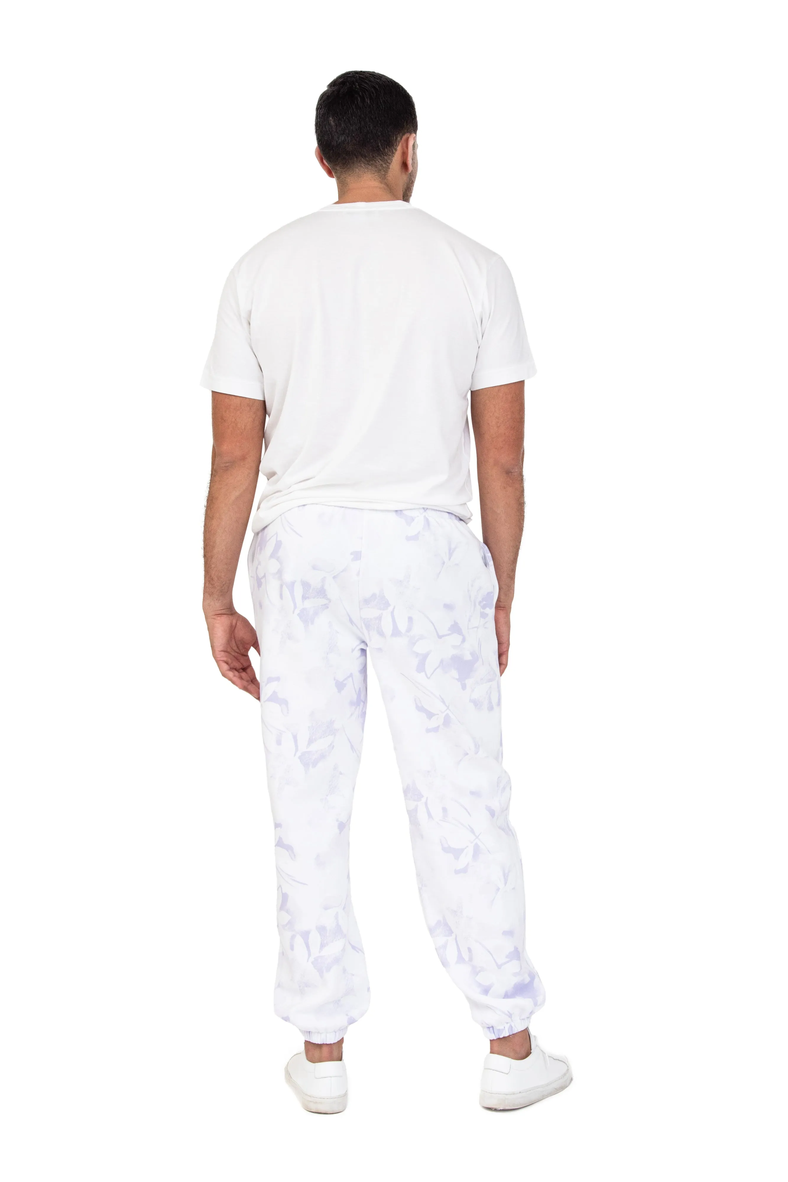 Men's premium fleece relaxed sweatpants in Lavender Floral Print