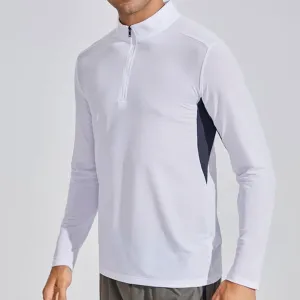Mens Quarter Zips Quick Dry Long Sleeve Fitness Tops