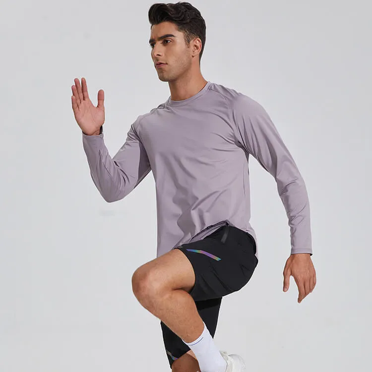Men's Quick Drying Round Neck Sports Fitness Long Sleeve T-shirt