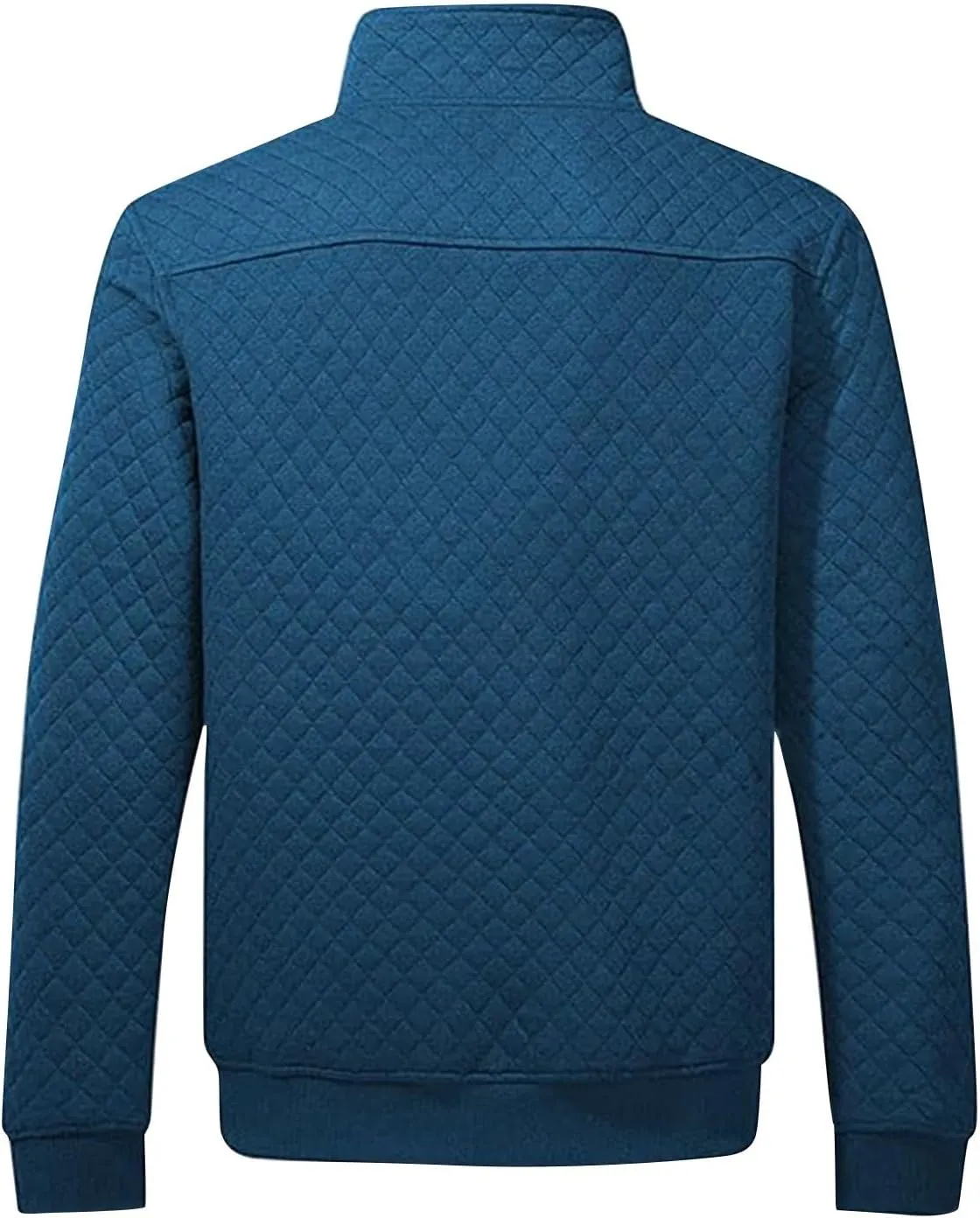 Men's Quilted Sweatshirt Fall Casual Long Sleeve Outdoor Stand Collar Button Pullover Sweatshirts with Pockets