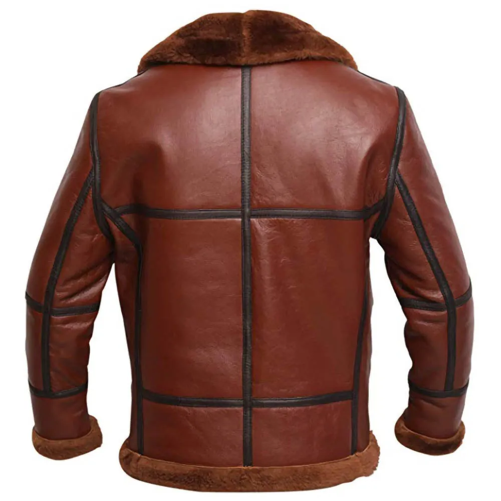 Men’s RAF British Shearling Aviator Brown Bomber Jacket