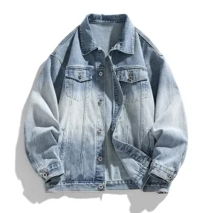 Men's Retro Loose Denim Jacket – Trendy Acetate Fiber Jacket for Casual Wear