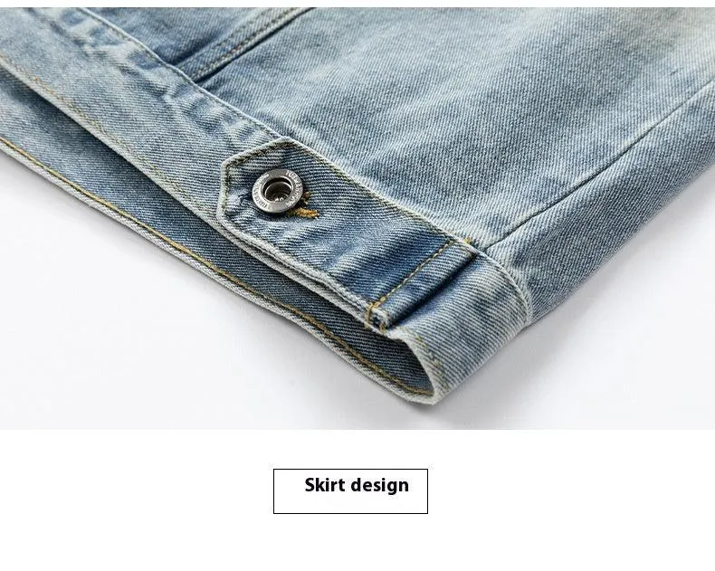 Men's Retro Loose Denim Jacket – Trendy Acetate Fiber Jacket for Casual Wear