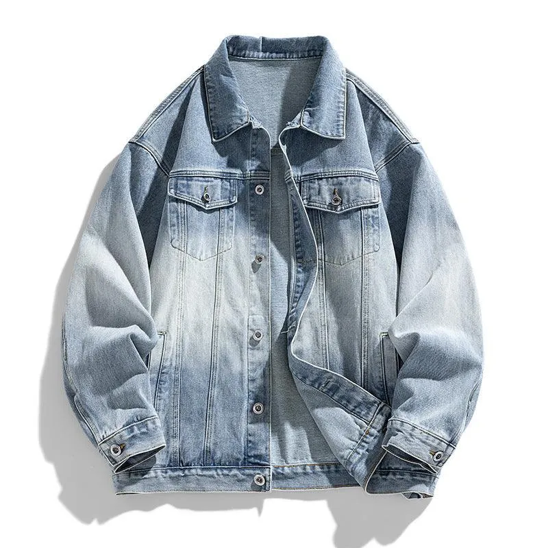 Men's Retro Loose Denim Jacket – Trendy Acetate Fiber Jacket for Casual Wear