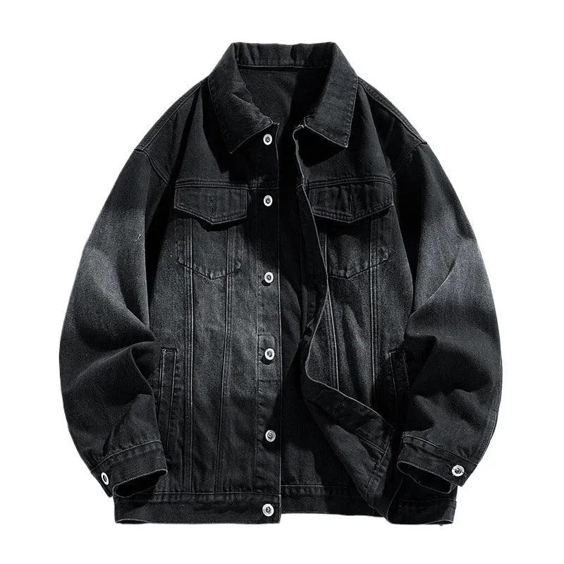 Men's Retro Loose Denim Jacket – Trendy Acetate Fiber Jacket for Casual Wear