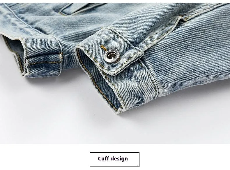 Men's Retro Loose Denim Jacket – Trendy Acetate Fiber Jacket for Casual Wear
