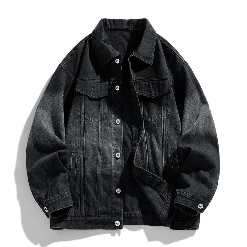 Men's Retro Loose Denim Jacket – Trendy Acetate Fiber Jacket for Casual Wear