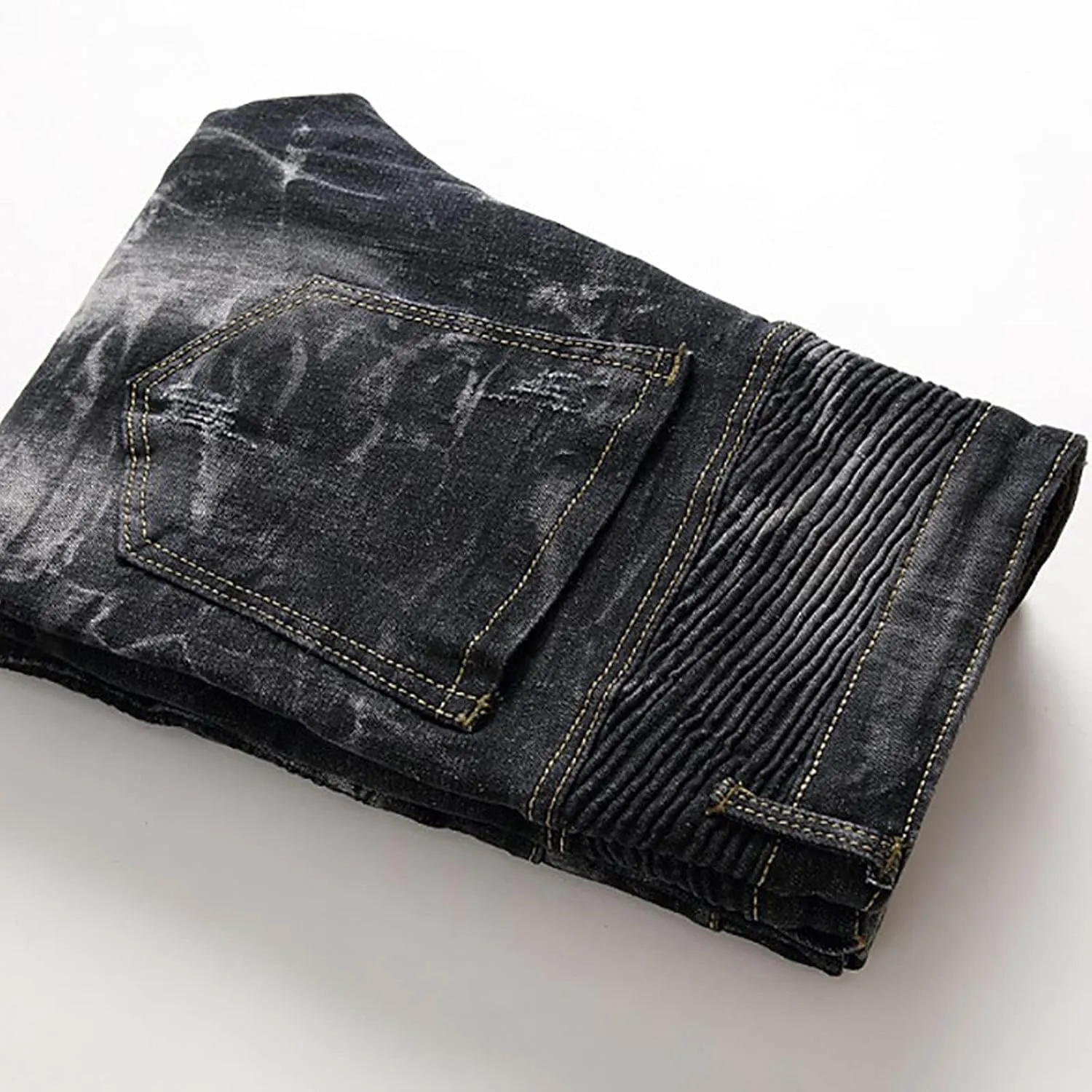 Mens Ripped Jeans Wide Leg Distressed Destroyed Jeans Denim Pant Y2k Hip Hop Trousers Jeans with Pockets