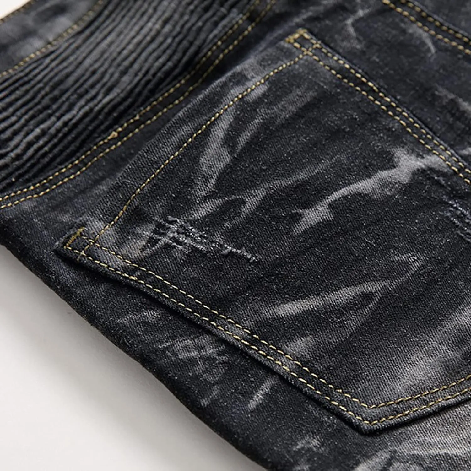 Mens Ripped Jeans Wide Leg Distressed Destroyed Jeans Denim Pant Y2k Hip Hop Trousers Jeans with Pockets