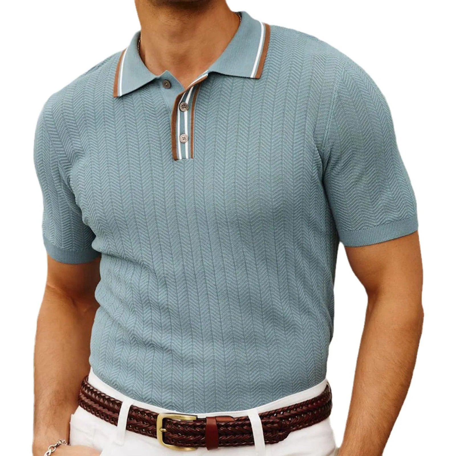 Men's Short Sleeve Casual Sweater - Simple and Stylish Design
