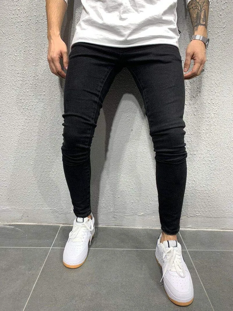 Men's Slim Fit Jeans Skinny Denim Stretch Tapered Jean Pants Premium High Waisted Straight Leg Solid Colored Jeans