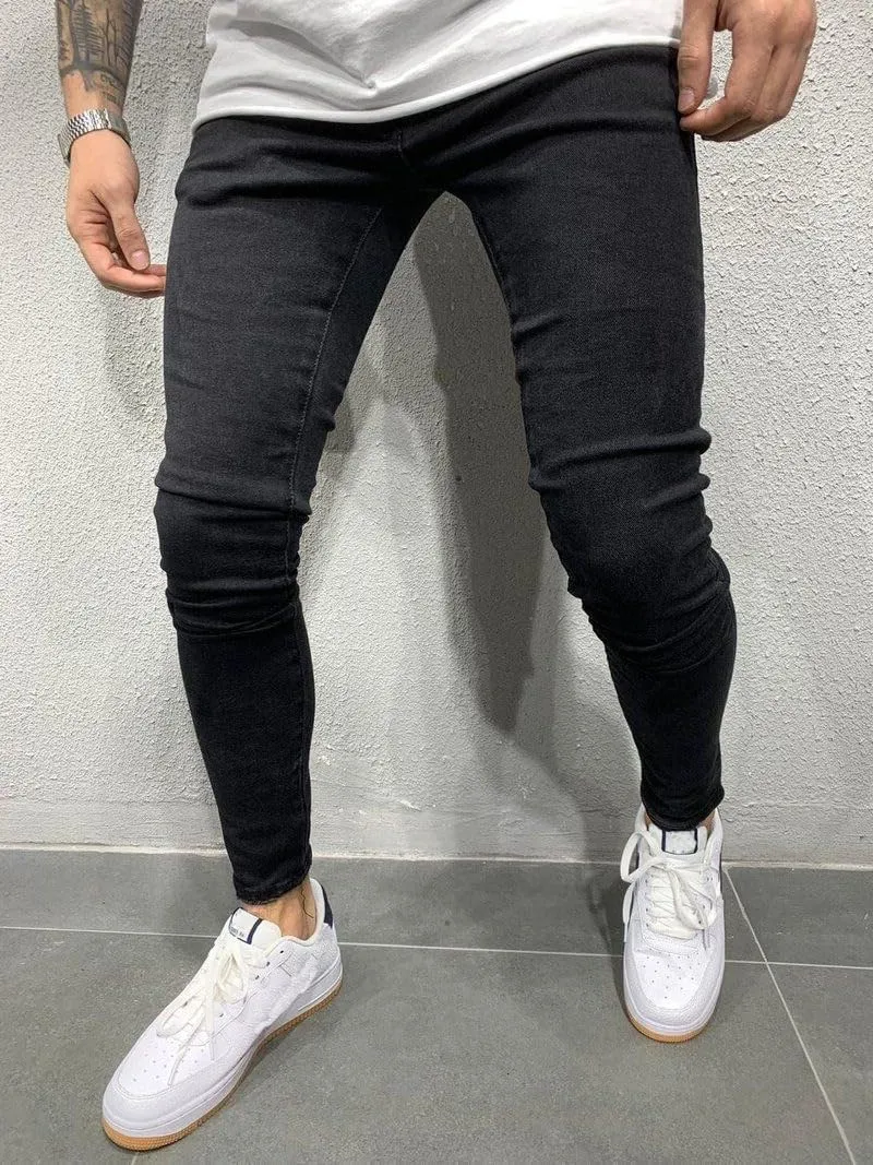 Men's Slim Fit Jeans Skinny Denim Stretch Tapered Jean Pants Premium High Waisted Straight Leg Solid Colored Jeans