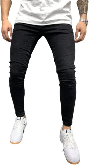 Men's Slim Fit Jeans Skinny Denim Stretch Tapered Jean Pants Premium High Waisted Straight Leg Solid Colored Jeans