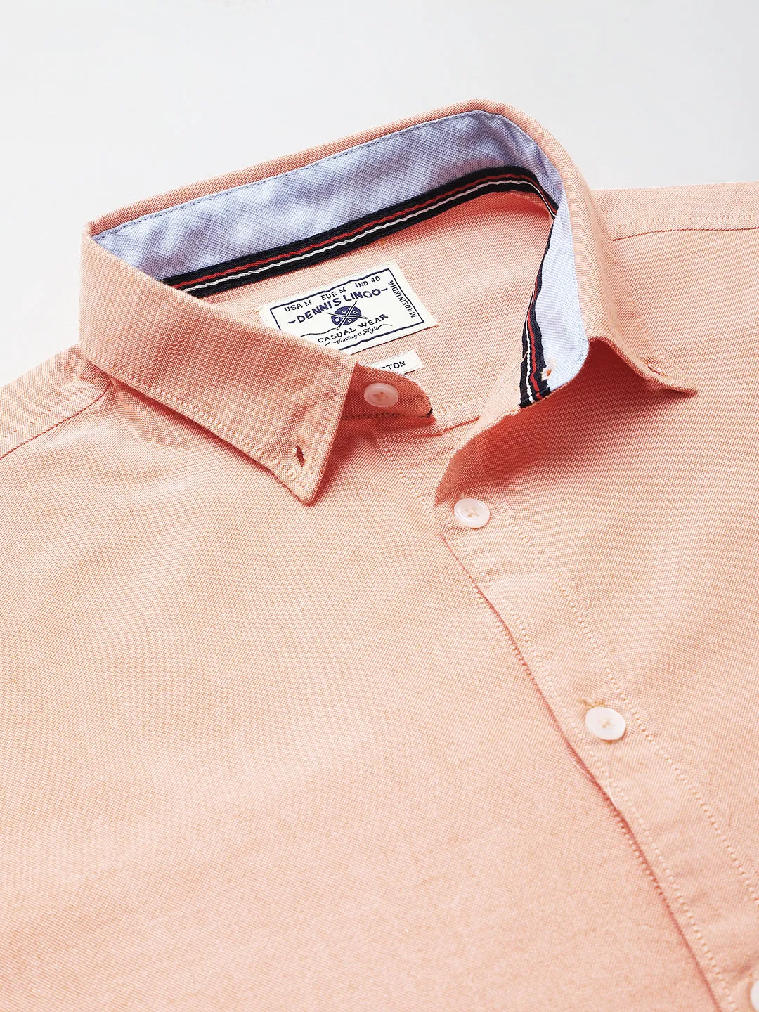 Men's Solid Orange Slim Fit Cotton Casual Shirt