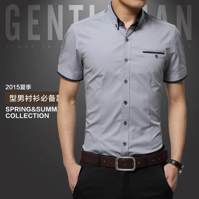 Men's Summer Business Short Sleeves Turn-down Collar Tuxedo Shirt
