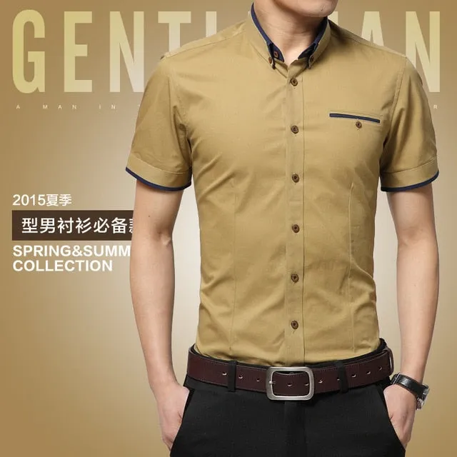 Men's Summer Business Short Sleeves Turn-down Collar Tuxedo Shirt