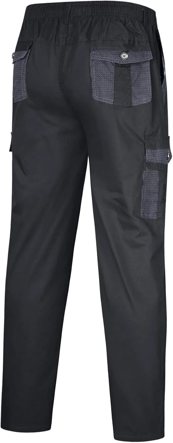 Mens Sweatpants with Pockets Big and Tall Pants Casual Color Solid Men's Trousers Leggings Multi-Pocket Pants Tooling